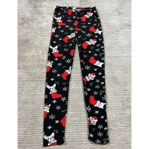 Merry Wear Leggings Womens Medium Black Christmas Dog Stocking Pull on